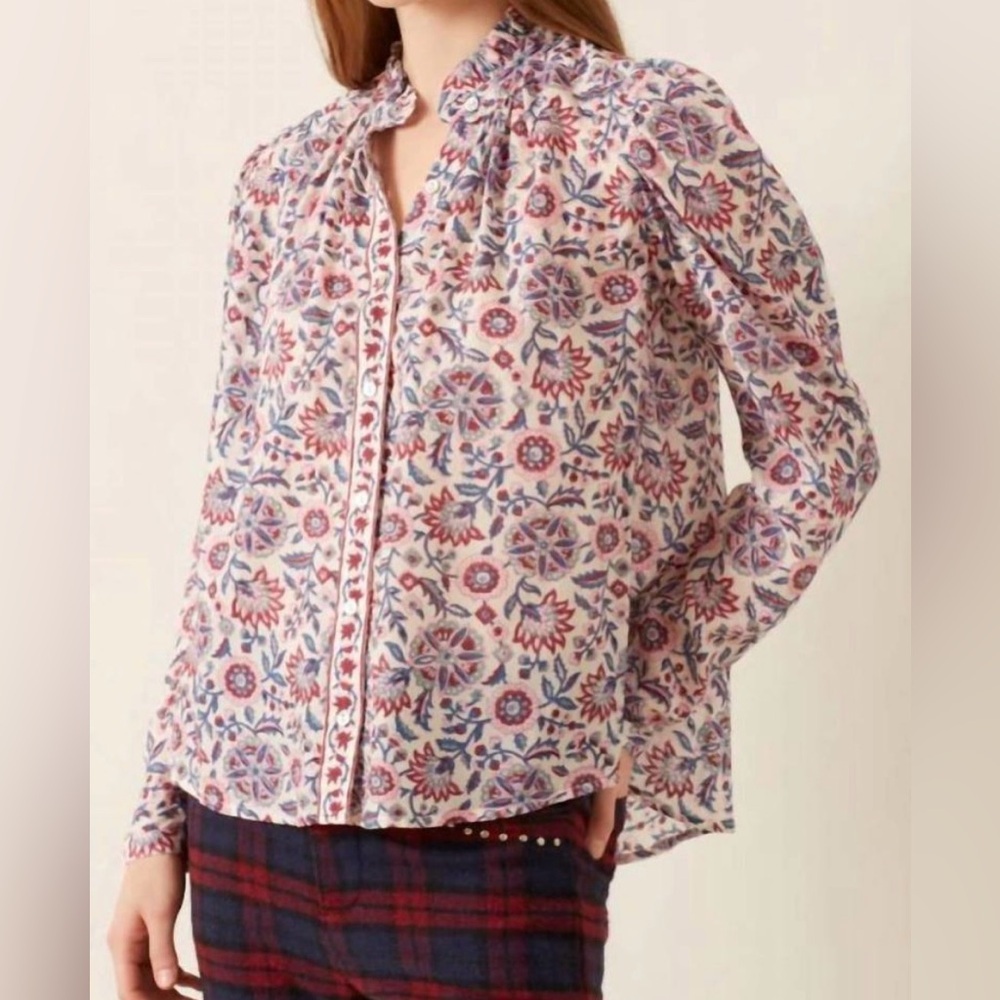 Alix of Bohemia Long Sleeve Artemis Floral Blouse In Ivory Amazon